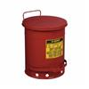 Justrite 09300 Foot Operated Oily Waste Can, 10 gal, 13-15/16 in Dia x 18-1/4 in H, Galvanized Steel, Red