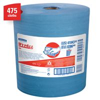 WypAll* X80 Cleaning Wiper, 12-1/2 in W, 475 Sheets, Hydroknit, Blue