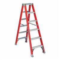 Louisville FM1500 Twin Step Ladder, 6 ft Ladder, 300 lb Load, Type IA, Fiberglass, 5 Steps