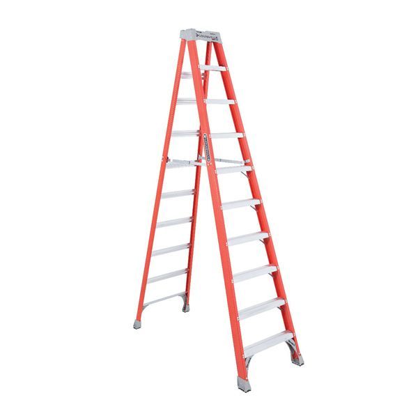Louisville FS1510 Standard Step Ladder, 10 ft Ladder, 300 lb Load, Type IA, Fiberglass, 9 Steps