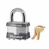 Master Lock 1 Non-Rekeyable Safety Padlock, Keyed Different, 5/16 in Shackle, 4-Pin Tumbler Locking