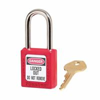 Master Lock Zenex 410 Durable Light Weight Lockout Padlock, Keyed Different, 1/4 in dia x 1-1/2 in H, Red
