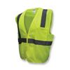 Radians SV2ZGM-XL Safety Vest, XL, 28 in Chest, Silver Stripe, Hi-Viz Green, Polyester Mesh, Class 2