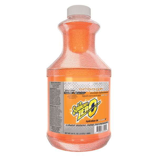Sqwincher Zero Sugar-Free Sports Drink Mix, 64 oz Bottle, Liquid, 5 gal, Orange