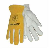 Tillman 1414 Standard Grade Unlined Drivers Gloves, L, Cowhide Leather Palm, Pearl/Bourbon Brown, Gunn Cut, Cotton