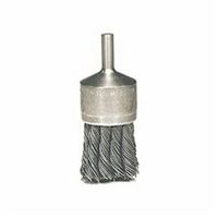 Weiler 10027 End Brush, 1-1/8 in Dia, 1/4 in Shank, Carbon Steel Knotted Wire, 7/8 in Trim