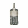 Weiler 10142 Stem Mounted End Brush, 1-1/8 in Dia, 1/4 in Shank, Stainless Steel Knotted Wire, 1 in Trim
