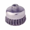 Weiler 12316 Single Row Cup Brush, 4 in Dia, 5/8-11 UNC, 0.023 in Carbon Steel Knotted Standard Twist Wire