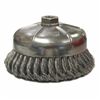 Weiler 12356 Single Row Cup Brush, 6 in Dia, 5/8-11 UNC, 0.014 in Steel Knotted Standard Twist Wire