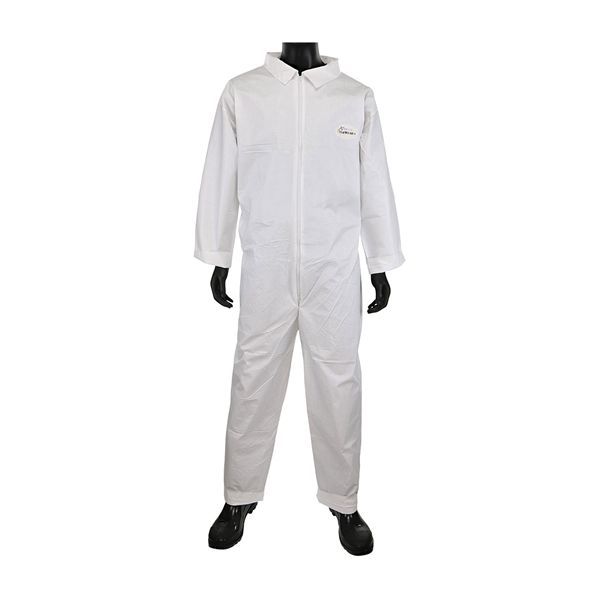 PosiWear 3600 Waterproof Chemical Resistant Disposable Coverall, L, 26 in Chest, 38.2 in Inseam, White