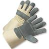West Chester 800DP Premium Grade Leather Palm Gloves, L, Split Cowhide Leather Palm, Brown/Green/Pink