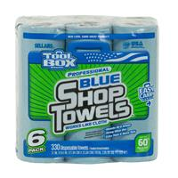 Sellars Shop Towel, 11 in (L) x 9.4 in (W), 40% Post-Consumer Recycled Fibers, Blue