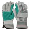 West Chester 500DP Double Palm Leather Palm Gloves, Women's, Split Cowhide Leather Palm, Green/Pink Stripe Back