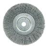 Weiler 01035 Narrow Face Wire Wheel Brush With Arbor Hole, 6 in Dia x 3/4 in W, 5/8 to 1/2 in, 0.006 in Crimped Wire