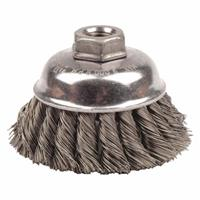 Weiler 12746 Cup Brush, 3-1/2 in Dia, 5/8-11 UNC, 0.02 in Carbon Steel Knotted Wire