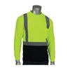 PIP 312-1350B Crew Neck, Long Sleeve T-Shirt, L, 11.4 in L, Hi-Vis Lime Yellow, 100% Polyester