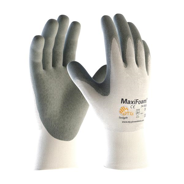 MaxiFoam? Premium 34-800 Coated Glove, X-Small, Nitrile (Palm), White/Gray
